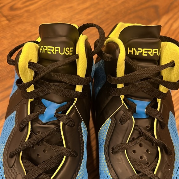 💕x2HP💕Nike Air zoom hyperfuse basketball shoe black blue and neon green - Picture 9 of 16